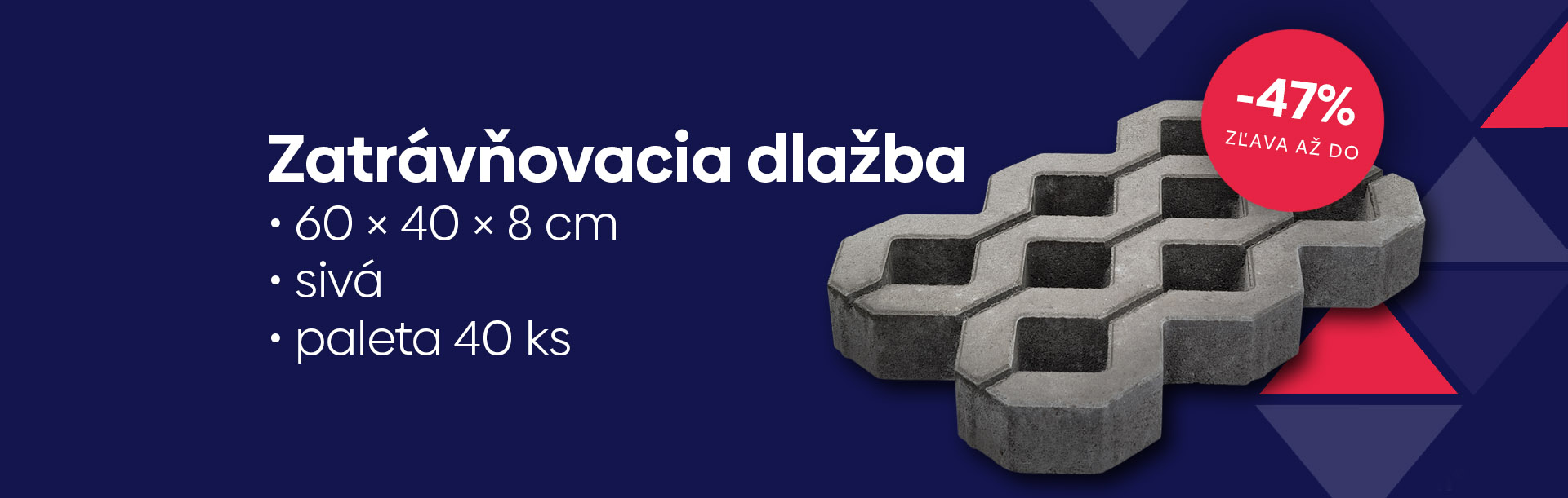 Zatrávňovacia dlažba 60 × 40 × 8 cm sivá paleta 40 ks